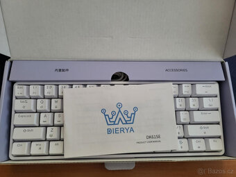 Herní klávesnice Dierya DK61se,60% bílá,modré/červené switch - 4