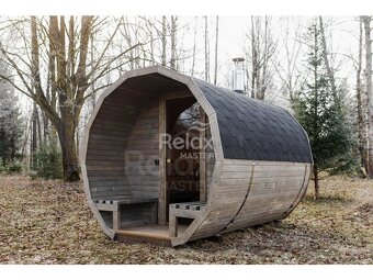 Finská sudová sauna 3 m s terasou - 4