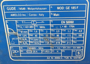 Transformátorová svářečka Gude 185F - 4