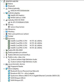 Lenovo V560,i3-M 370,WIN 10,HDD 500GB,RAM 4GB,15.6 palců - 4