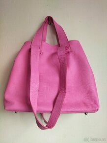 Kožená kabelka růžová, do ruky i na rameno - 4