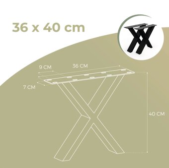 Kovové nohy na stůl ve tvaru X černé (2 ks v sadě) - 4