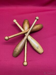 kužely sokolské kužely dřevěné staré cvičební pomůcky - 4
