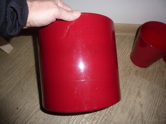 3x vánoční červený keramický obal na květináč - 4