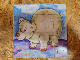 Dřevěné puzzle - zvířátka 4ks - 4