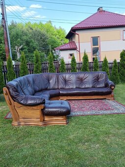 XXL Rustikální kožená rohová sedací souprava . - 4