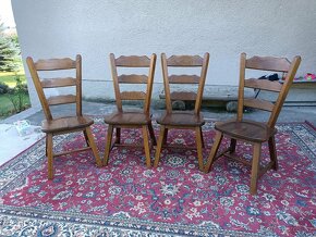 4 X rustikální , dubové židle , masiv . - 4