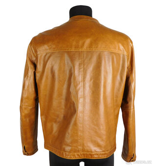 Kožená zimní pánská koňaková bunda BAŤA vel. M - 4