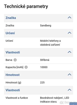 Powerbanka bezdrátová Sandberg 10000 - 4