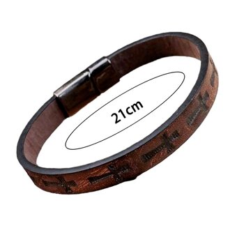 Pánský kožený náramek s kříži se zapínáním magnet. sponami - 4