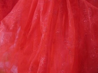 Sváteční vánoční červené tylové šaty vel.116 - 4