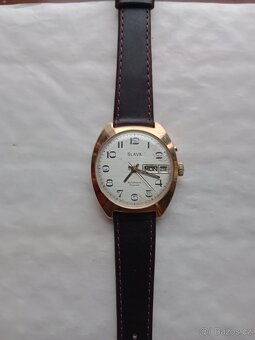 Staré funkční  pozlacené hodinky Slava automati - 4