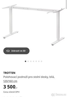 IKEA TROTTEN stůl a stolní deska 120 x 70 cm - 4