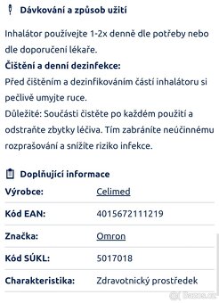 INHALÁTOR KOMPRESOROVÝ OMRON C102 Total PŘÍSLUŠENSTVÍ VČ. NO - 4