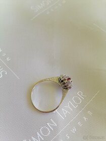 Zlatý luxusní prsten s Diamanty a Rubínem - 4