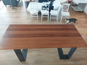 Jídelní stůl, masiv mahagon, ocelové nohy - 4