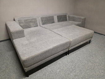 Šedá rohová sedačka 2x taburet - 4