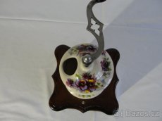 Porcelánový, stolní, zrenovovaný mlýnek na kávu - květiny - 4