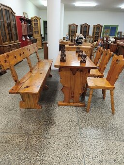 Selský jídelní set, stůl, lavice, židle, nábytek z masívu - 4