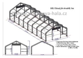 Plachtová Hala 9,15×24,4×6,1m skladem - 4