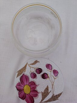 Skleněná cukřenka s růžovými květy - 4