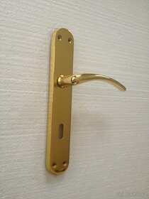Dveřní klika / kování, zlatá lesk, rozteč 72mm /9ks - 4