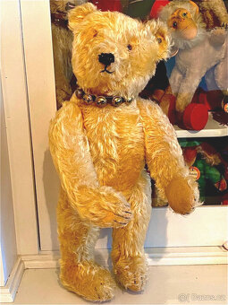 Starý plyšový medvídek Steiff s knoflíkem, výška 46 cm, 20. - 4