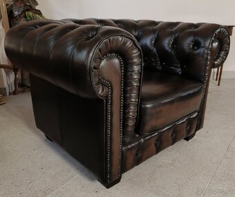 Kožené, Chesterfield křeslo. TOP - 4