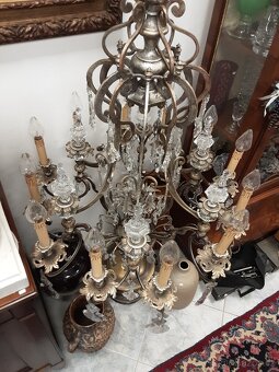 Krásný starožitný křišťálový lustr - 4