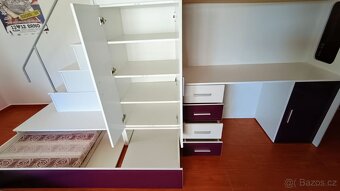 Patrová postel s úložným prostorem, skříní, psacím stolem a - 4