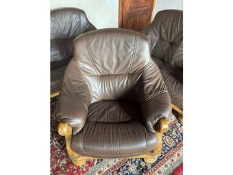 Dubová rustikální kožená sedačka, 3788 - 4