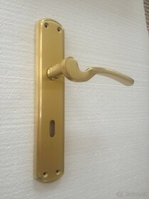 Dveřní klika / kování, zlatá mat, rozteč 72mm /15ks - 4