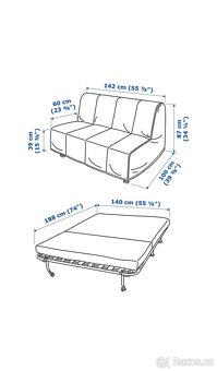 Ikea Lycksele rozkládaci pohovka 2mistna 140cm - 4