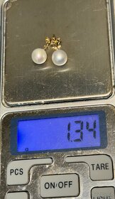 Dámské zlaté náušnice se sladkovodní perlou - 4