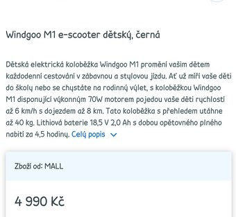 Dětská elektrická koloběžka - 4