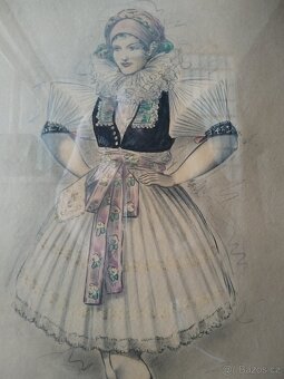 obraz DÍVKA V KROJI, sign. Jaroslav Štika - 4