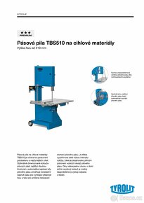 Profi pásová pila TYROLIT TBS510 na cihly, pórobeton - 4