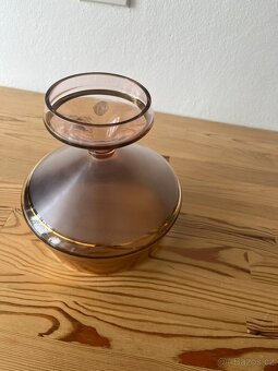 Hnědo zlatá zdobená váza Bohemia glass - 4
