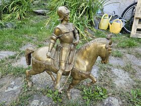 Velká starozitna jezdecká bronzová socha - 4