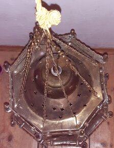 Starožitná masivní mosazná zdobená lampa - 4