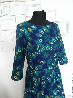 Vintage retro swing šaty s pavím peřím - 4