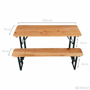 Venkovní dětský skládací set stolu a lavic , dřevo/kov,nové - 4
