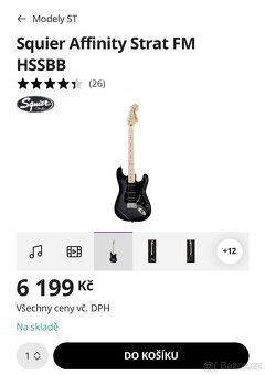 Fender Squier Stratocaster + Komba + drát 4.5M + pouzdro - 4