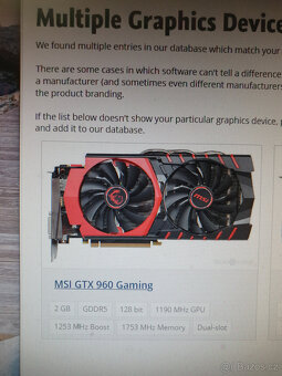 Prodám GPU MSI nVidia GTX 960 PCIx16 2GB Gaming - 4