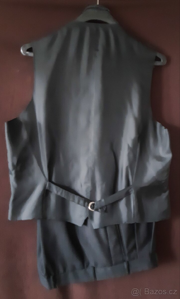 Černý společenský - svatební - oblek s vestou, vel. 52-54 - 5