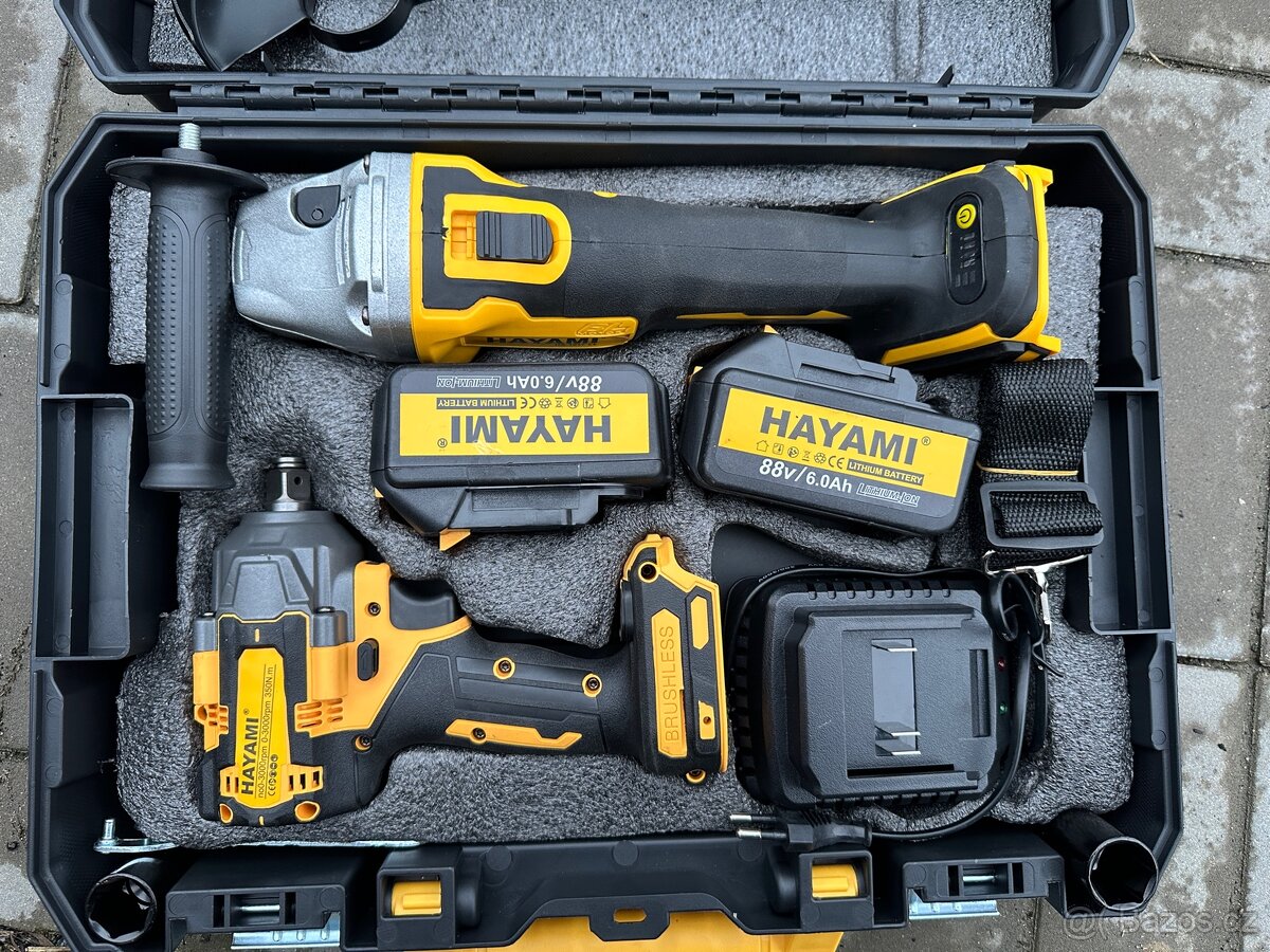 Aku utahovák + aku bruska / flexa - 2x baterie - 5