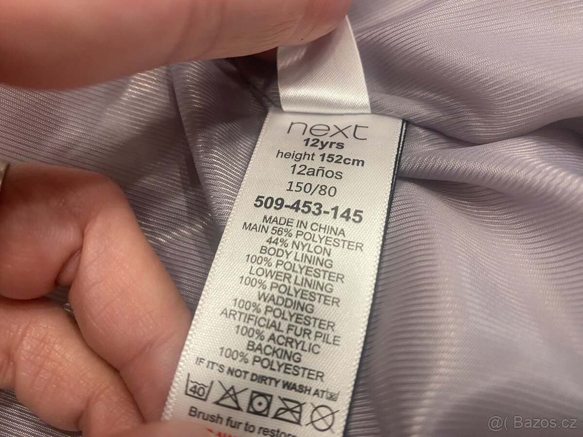 Dívčí zimní zateplený kabát s kapucí Next, vel. 152 - 5