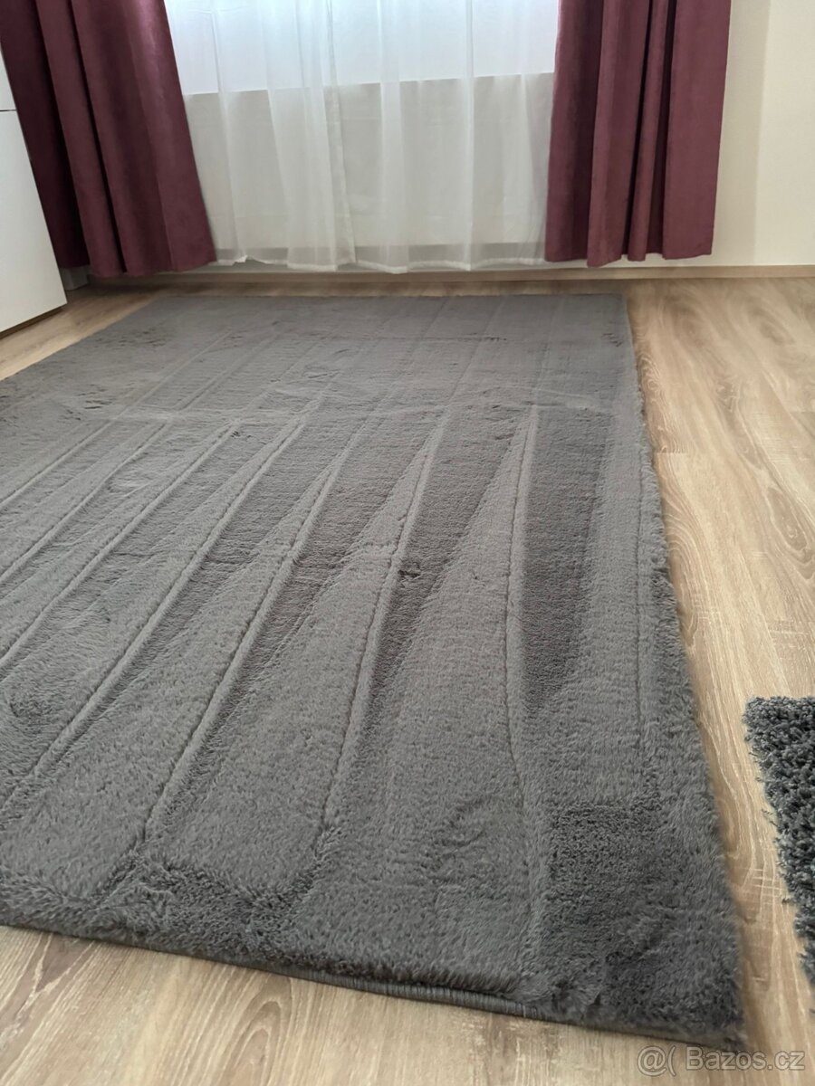 Šedý hebký koberec s vysokým vlasem 160x230 cm - 5