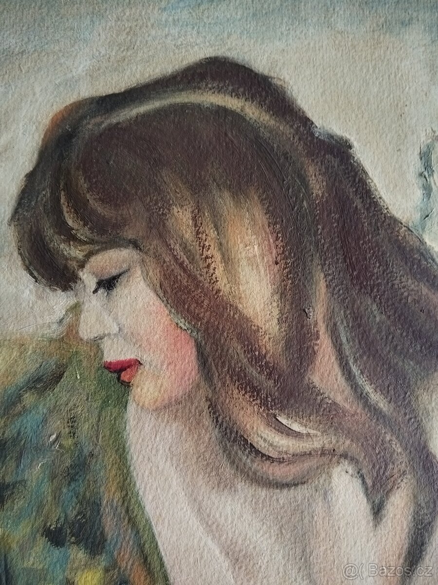 obraz NAHÁ DÍVKA, akt, olej, nesignováno - 5