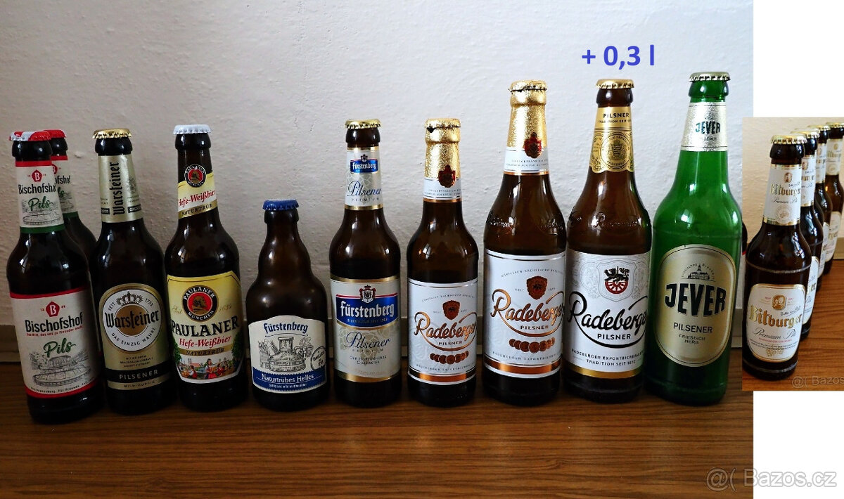 Sběratelské pivní lahve + plechovky: UK,DE,IT,HR,B,DK,GR,USA - 5